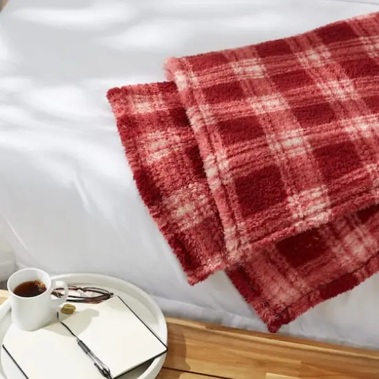 DII&reg; Barn Red Farmhouse Plush Plaid Throw {4}