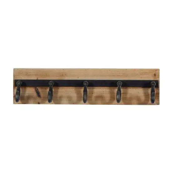 Brown Wood Industrial Wall Hooks, 6" x 24" x 4" {1}