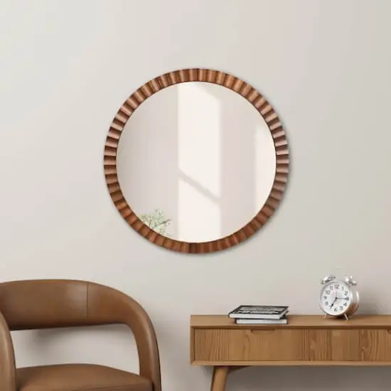 21.5" Round Wave Wood Decorative Mirror by Ashland&reg; {3}
