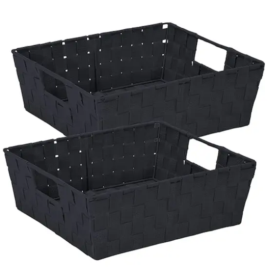Simplify Black Large Storage Shelf Tote Set {1}