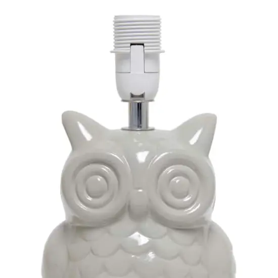 Simple Designs 13" Ceramic Owl Table Lamp Gray {8}