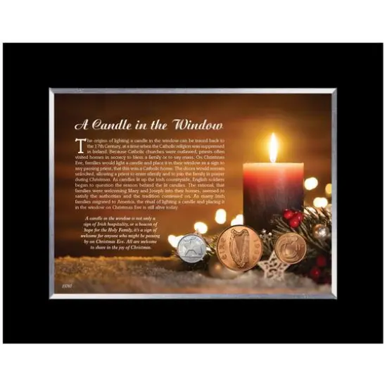 Candle In The Window Irish Coin Table Top Frame {1}