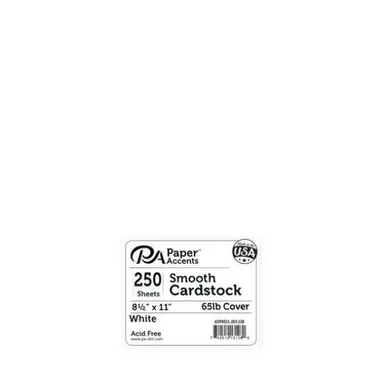 PA Paper&trade; Accents 8.5" x 11" 65lb. Smooth Cardstock, 250 Sheets White {1}