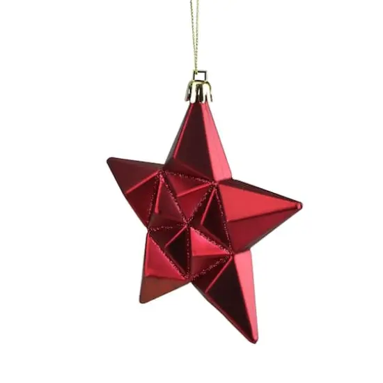 12ct. 5" Glitter Matte Red & Gold Star Shatterproof Christmas Ornaments {4}