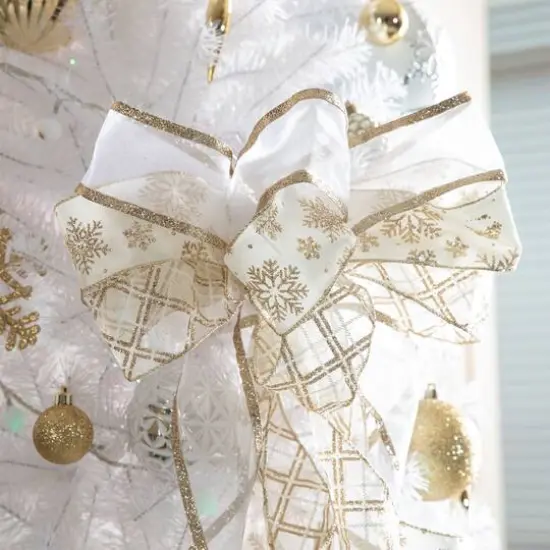 Glitzhome&reg; 32" Elegant Snowflake Ribbon Christmas Bows, 9ct. {4}