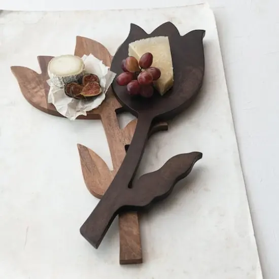 Hello Honey&reg; 20" Tulip-Shaped Natural Mango Wood Serving Board {5}