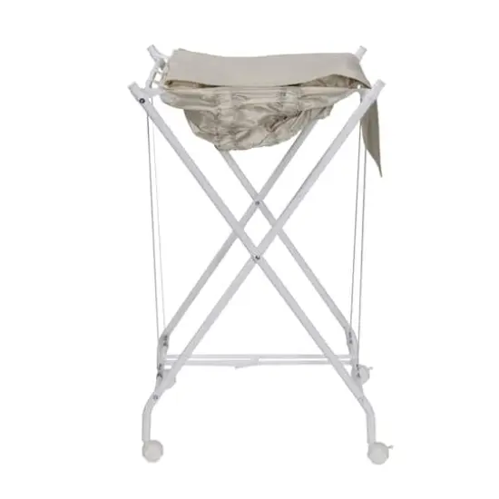 Honey Can Do White/Natural Single Bounce Back Hamper with Wheels and Lid {9}