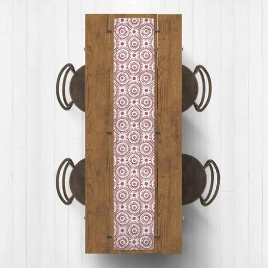 Boho Circles Indoor/Outdoor Table Runner Red {4}