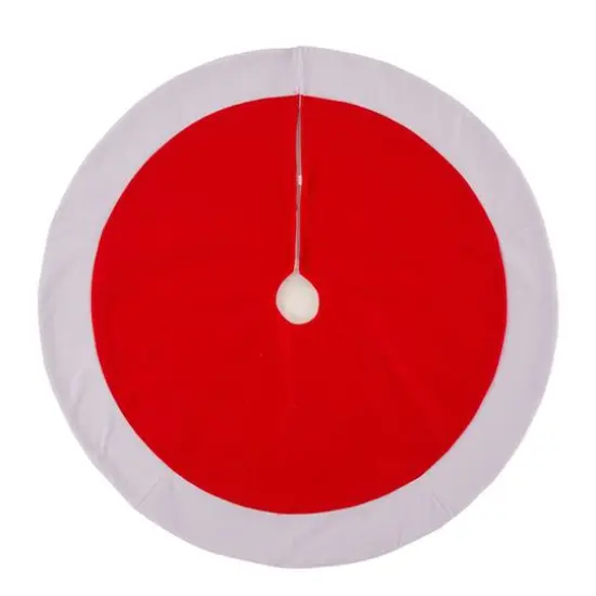 Glitzhome&reg; 48" Red & White Felt Christmas Tree Skirt {1}