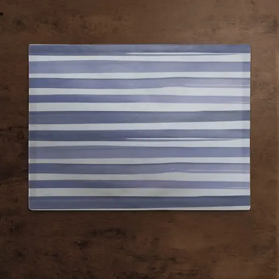 Watercolor Stripe Cotton Twill Placemat Blue {3}