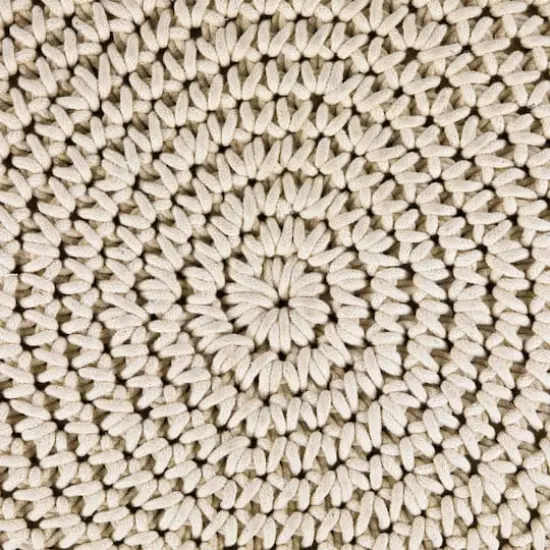 18" Cream Macram&eacute; Round Natural Cotton Pouf {5}