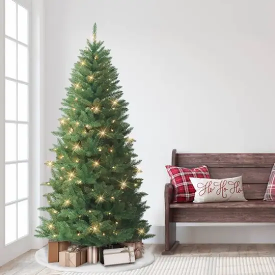 7ft. Pre-Lit Carson Artificial Pine Tree, Clear Lights {4}