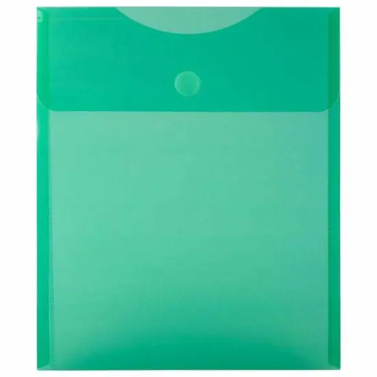 JAM Paper Open End Plastic Envelopes with Hook & Loop Closure, 24ct. Green {1}