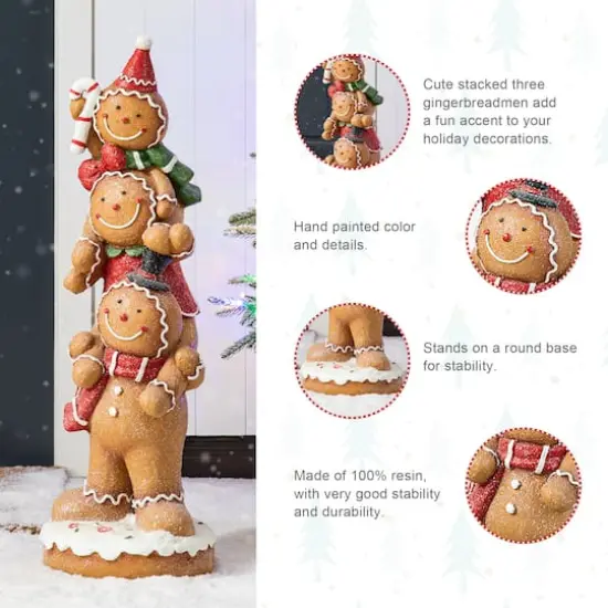Glitzhome&reg; 29.25" Christmas Stacked Gingerbread Man Porch D&eacute;cor {8}