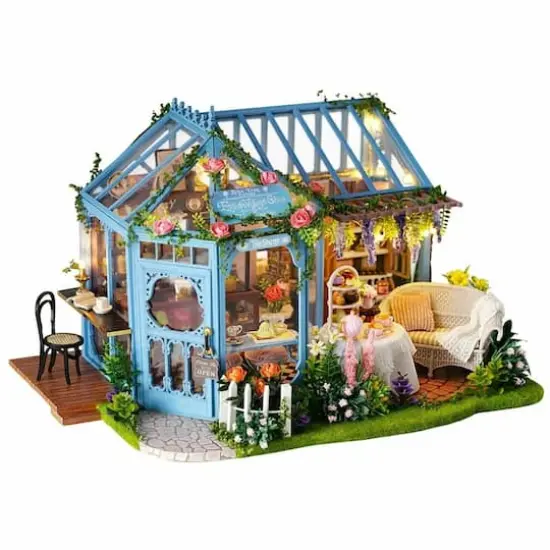 Wizardi Miniature Roombox: Rose Garden Tea House Dollhouse Kit {4}