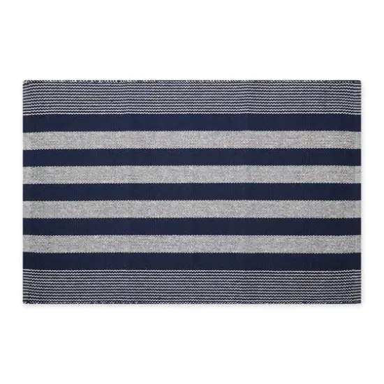 DII&reg; Cabana Stripe Handwoven Recycled Yarn Rug, 2ft. x 3ft. Nautical Blue {1}