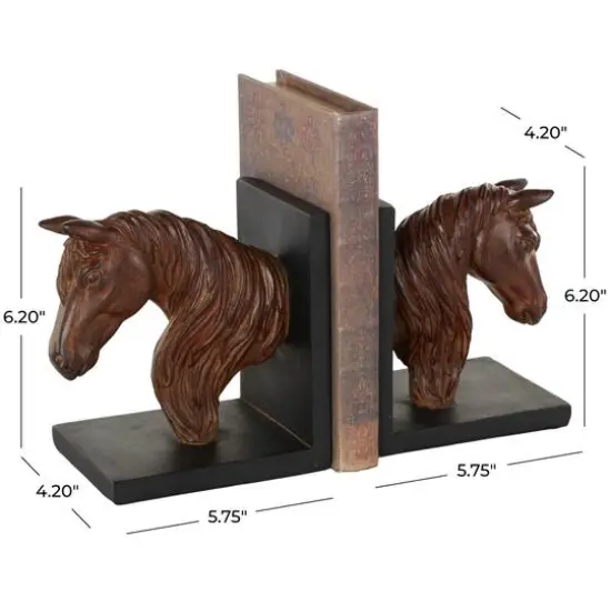 6" Copper Horse Head Bookends with Black Stands, 2ct. {8}