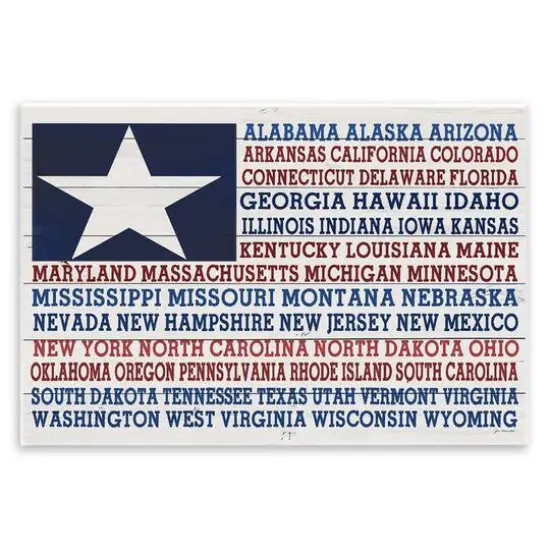 Stupell Industries U.S.A. Star Patriot Flag Listed State Typography Sign Wall Plaque Art {1}