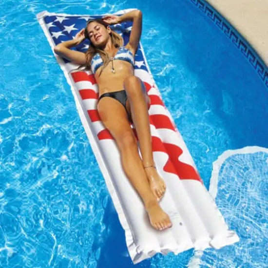 72" American Flag Inflatable Swimming Pool Air Mattress {1}