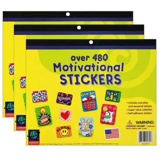 Eureka&reg; Jumbo Motivational Sticker Book, 3 Packs of 480ct. {1}