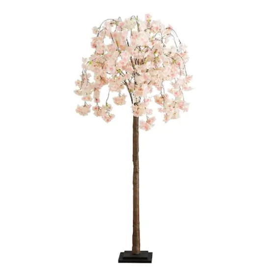 5ft. Pre-Lit Blossoming Pink Artificial Cascading Cherry Tree with Warm White LED Lights {1}