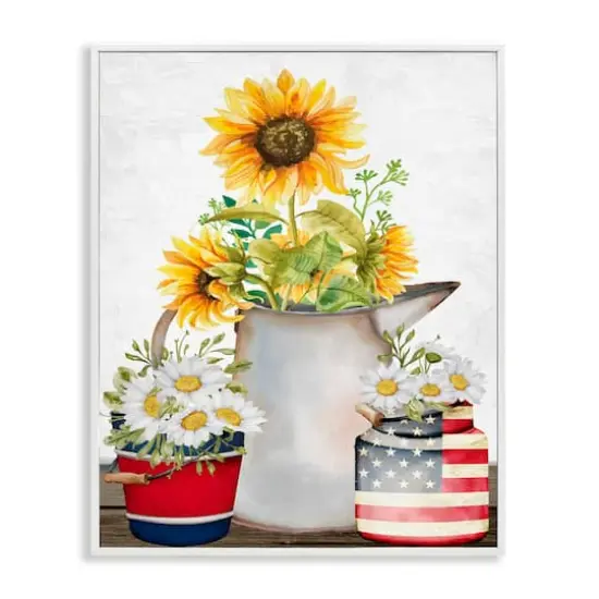Stupell Industries Americana Flower Bouquets Framed Giclee Art White {1}
