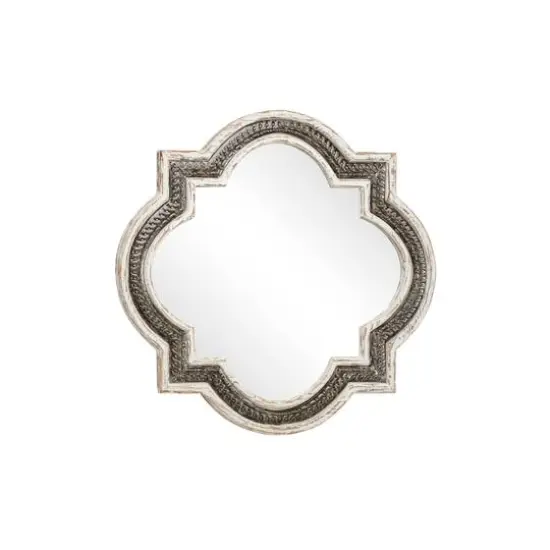 White Farmhouse Wood Wall Mirror, 30" x 30" {1}