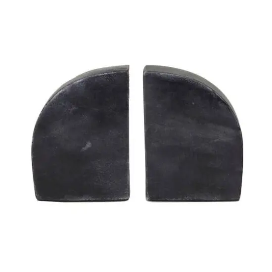 CosmoLiving by Cosmopolitan Set of 2" Black Marble Glam Bookends, 6" x 4" x 2" {6}