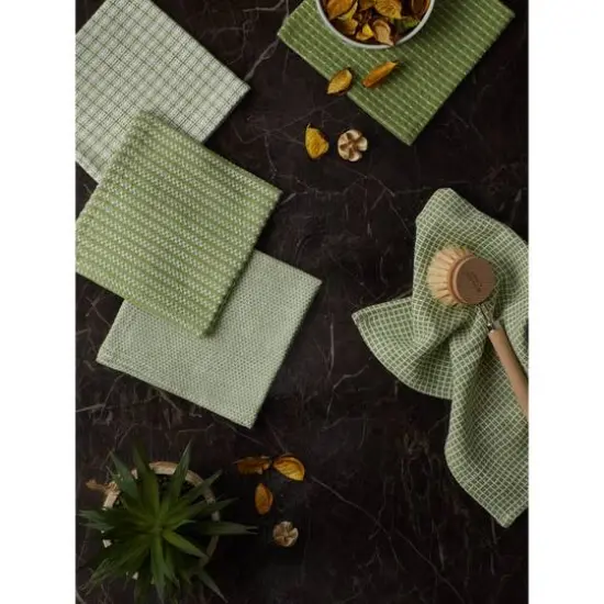 DII&reg; Antique Green Mixed Pattern Dishcloths, 5ct. {9}
