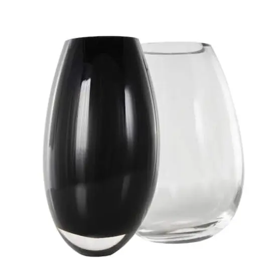 Black & Clear Abstract 2 Opening Recycled Glass Vase  {5}