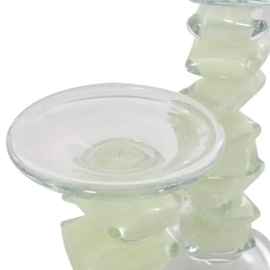 Green Glass Stacked Stone Candle Holder Set {5}