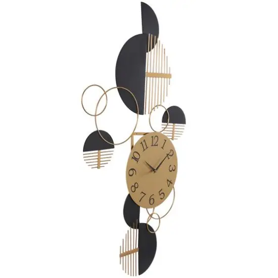44" Black Metal Half Moon Geometric Wall Clock D&eacute;cor {3}