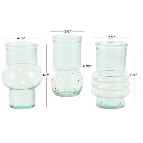 Clear Small Bubble Ribbed Recycled Glass Vase Set {8}