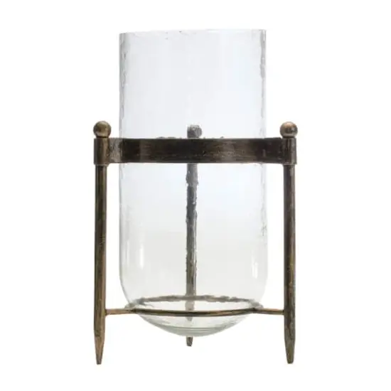 14" Glass Hurricane Candle Holder in Metal Stand {1}