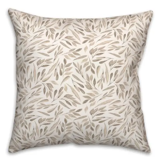 Greige Fall Leaves Gather Throw Pillow {3}