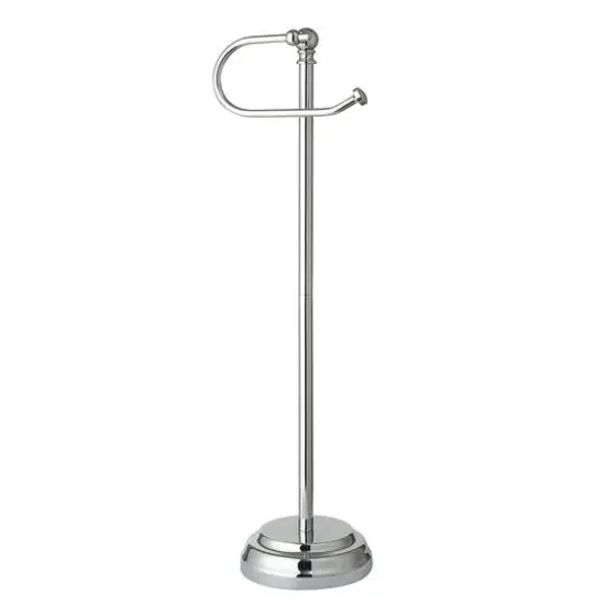 SunnyPoint 23.5" Chrome Bathroom Free Standing Toilet Tissue Paper Roll Holder Stand {1}