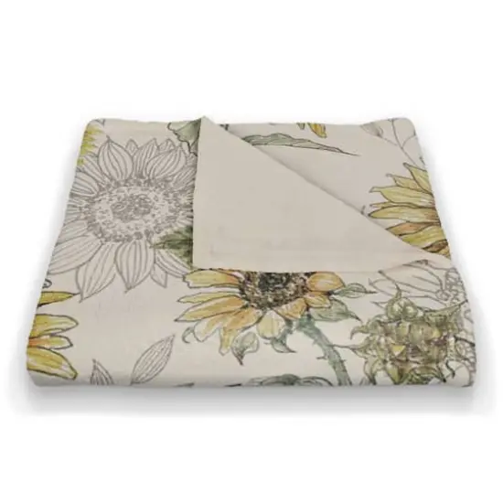 Sunflower Pattern Coral Fleece Blanket White {3}