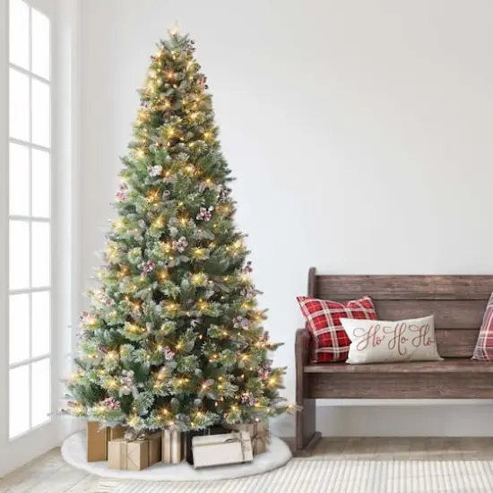 7.5ft. Pre-Lit Berry Spruce Artificial Christmas Tree, Clear LED Lights {4}