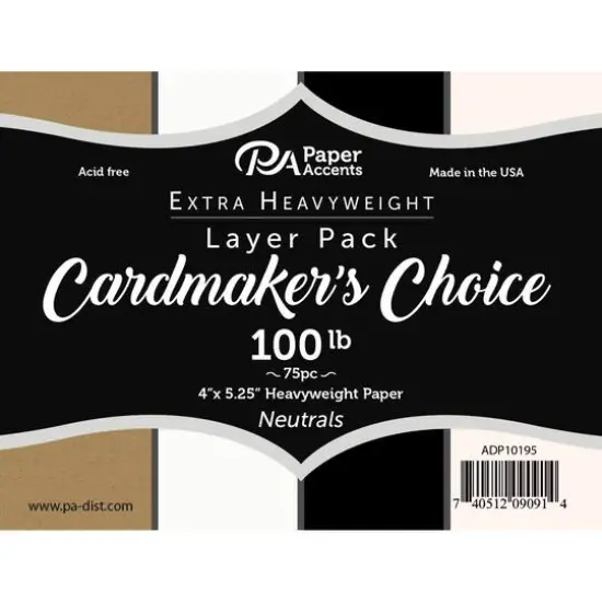 PA Paper&trade; Accents Cardmaker's Choice 100lb. Neutrals Card Layer Pack, 75 Sheets {1}