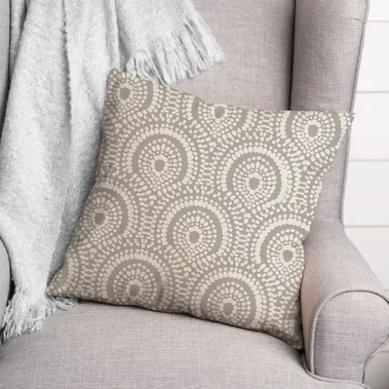 18" x 18" Fan Pattern Indoor/Outdoor Throw Pillow Taupe {3}