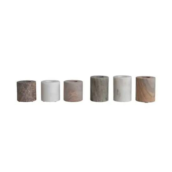 Hello Honey&reg; Modern Marble Taper Candle Holders Set {1}