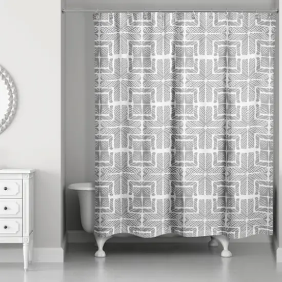 Shibori Squares Shower Curtain Gray {1}