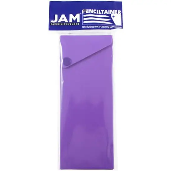 JAM Paper Sliding Pencil Case with Button Snap, 6ct. Purple {6}