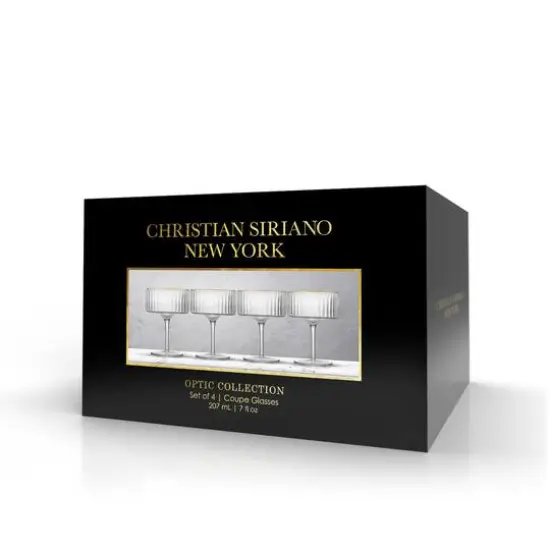 JoyJolt&reg; Christian Siriano 10oz. Optic Gold Rim Coupe Glasses, 4ct. {5}