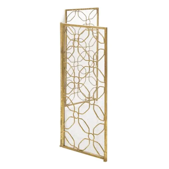 Gold Metal Contemporary Fireplace Screen {3}
