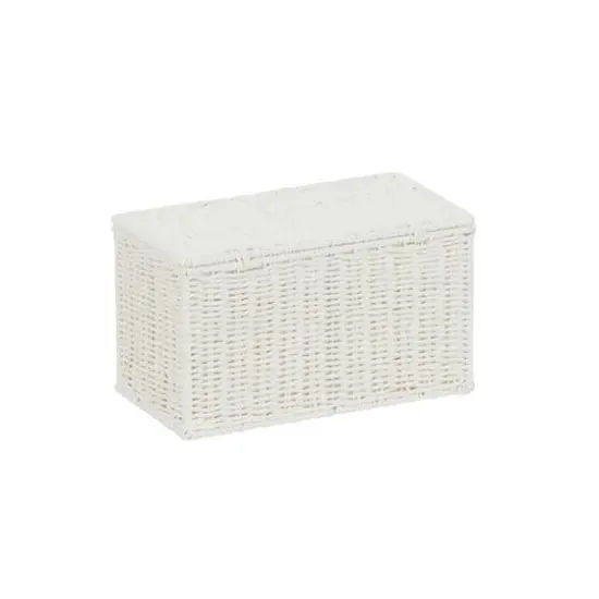 Household Essentials Small White Wicker Basket with Lid {8}