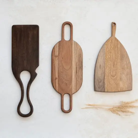 Hello Honey&reg; 20.5" Natural Acacia Wood Charcuterie or Cutting Board with 2 Handles {4}