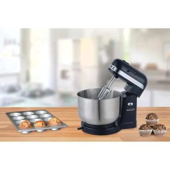 Brentwood 5-Speed Black Stand Mixer with 3qt. Stainless Steel Mixing Bowl {9}