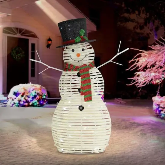 4ft. Outdoor Pre-Lit Snowman with LED Lights {4}