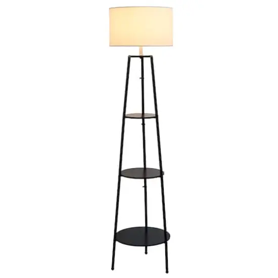 Simple Designs 62.5" Tripod 3 Tier Floor Lamp Black {6}